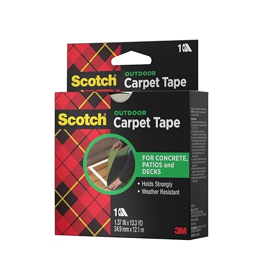 3M Scotch Double-Sided Carpet Tape 1.3 in x 40 ft – Heavy Duty Indoor/Outdoor Rug Gripper for Hardwood, Vinyl, Tile & Concrete Floors – Non-Slip Adhesive for Area Rugs and Mats - 24 Pack