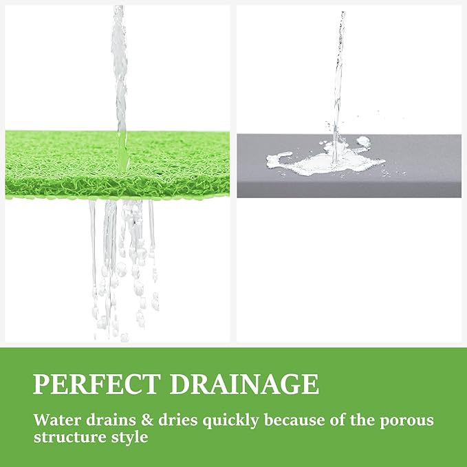 LuxStep Shower Mat Bathtub Mat,24x24 inch, Non-Slip Bath Mat with Drain, Quick Drying PVC Loofah Bathmat for Tub,Shower,Bathroom (Grass Green)