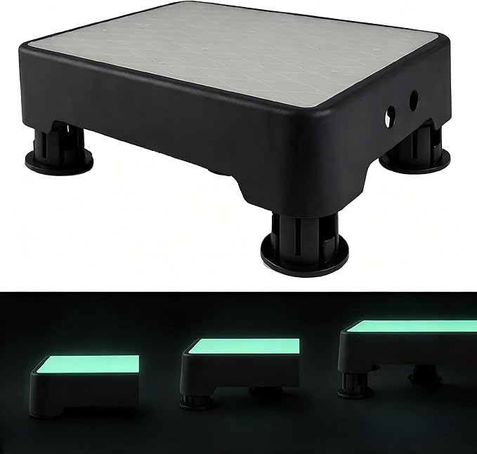 Adjustable Step Stool, Noctilucent Bedside Step, 700 LBS Capacity Safety Step Platform, Indoor and Outdoor Foot Stool for Seniors and Kids, Wide Step Stools Elderly Assistance at Night