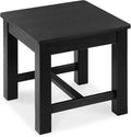 VICTORY RELAX 12 Inch Wooden Black Step Stool, Small Nature Beach Chair Under Desk, Indoor Acacia Wood Short Footstool for Living Room, Kitchen, Bathroom