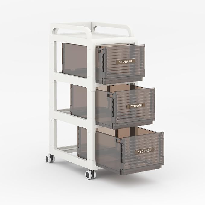Bathroom Storage with Drawers, 11.8" Wide Wide Slim Storage Cabinet with Wheels for Small Spaces, Narraw Cart for Kitchen Office Bedroom Dinning Room Under Desk, 29.7" Tall