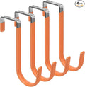 FYY Over the Door Hooks, 4 Pack Door Hangers Hooks with Rubber Prevent Scratches Heavy Duty Organizer Hooks for Living Room, Bathroom, Bedroom, Kitchen Hanging Clothes Towels Hats Coats Bags Orange