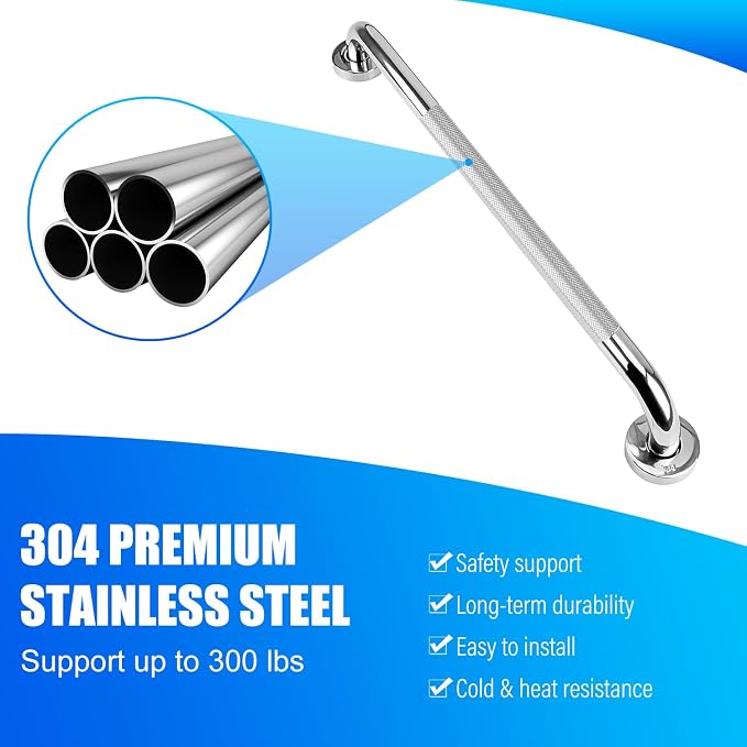 supregear Grab Bars for Bathtubs and Showers (2-Pack), Anti-Slip Stainless Steel Bathroom Safety Handle, Heavy Duty Grip Bars for Handicap Elderly Senior, 28 in