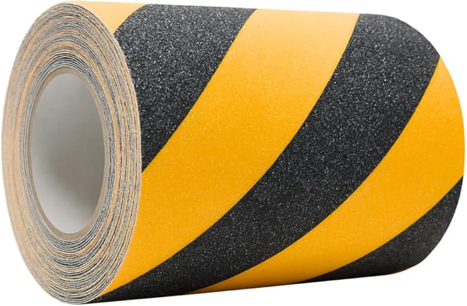 WOD Heavy Duty Anti Slip Tape Black and Yellow - 12 inch x 60 ft. Non Skid Treads Weather Proof Indoor/Outdoor Traction Tape for No Slip Stairs ASTC32