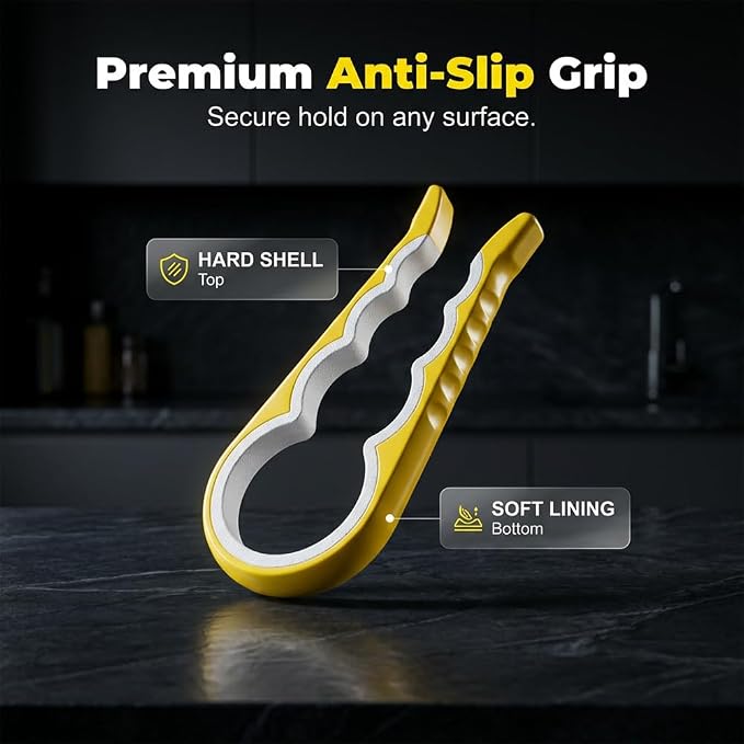 Jar Opener Bottle Opener and Can Opener for Weak hands, 2026 New Jar Opener for Canning Lids, Multifunctional Can Bottle Jar Lid Opener for Seniors (2PC Yellow)