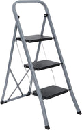 ZENY 3 Step Ladder Folding Step Stool with Wide Anti-Slip Pedal, Convenient Handgrip, Portable Steel Step Stool, 300 lbs Sturdy Steel Ladder for Household and Office