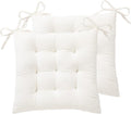 HLOVME Corduroy Chair Cushion with Ties Ultra Soft Warm Floor Cushion for Kids Reading Nook Comfortable Square Seat Cushion for Adult 15.7”x15.7” Set of 2, White