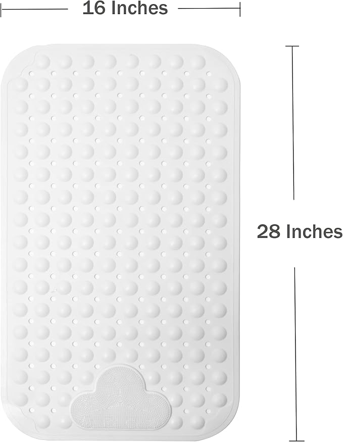Bath Tub Mat Shower Mat Non Slip Bathtub Mats with Suction Cups Bath Mat for Tub Bathroom Mats 28" X 16" Machine Washable (White)