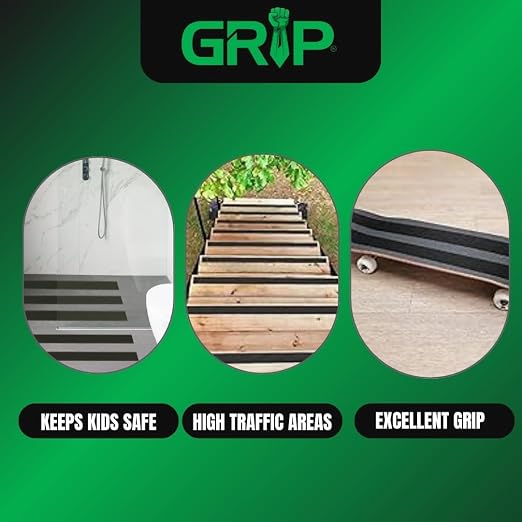 GRIP Anti Slip Tape - 80 Grit High Traction Non-Slip Tape for Stairs, Ramps, Floors, Indoor/Outdoor Use, Easy Cut & Apply, Durable for Heavy Traffic Areas (4" x 34')