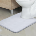 TECHMILLY U Shaped Super Soft Shaggy Bathroom Rugs, Absorbent Thick Non Slip Microfiber Toilet Rugs, Quick Dry Machine Washable Bath Mat for Bathroom Floor, Bathtub and Shower 24"x20" White