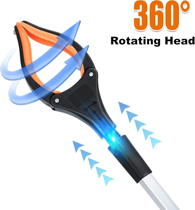 2-Pack Grabber Reacher Tool,32 Inch Extra Long Foldable Pick Up Stick with Strong Grip Magnetic,360°Rotating Anti-Slip Jaw,Trash Claw Grabber Tool,Trash Picker Tool for Outdoor & Indoor (Orange)