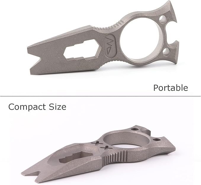 Hamans Pry Bar Multi Tool Titanium with Wrench Bottle Opener Pry Bar Function Mini Portable