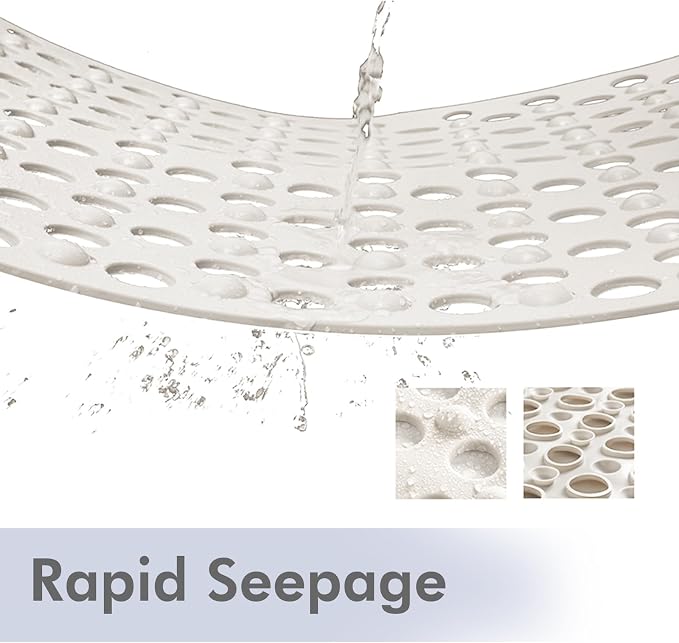 Tiamo Large Bathtub Mat 20.87" x 33.86",Non Slip Shower & Tub Mat for Elderly & Pregnant Women,Big Suction Cups,Quick Drain,Soft & Durable,White