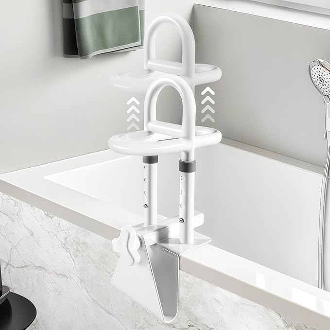 Adjustable Bathtub Safety Rail & Shower Grab Bar for Elderly – Heavy-Duty Support, Height/Width Flexible, Enhanced Bathroom Safety, Sturdy No-Drill Installation, Supports 330 lbs