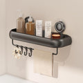 CICUFY Shower Caddy Suction Cup, 1 Pack No Drilling Corner Shower Shelves, Rust Proof Bathroom Storage Organizer, Shower Corner Caddy with Removable Hooks and Towel Bar, Square, Grey