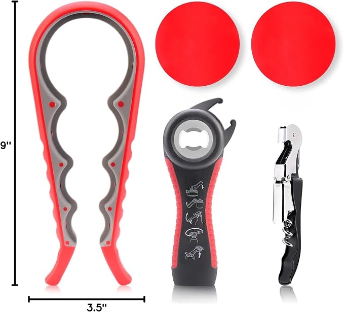 Astofli 5 Pack Jar Opener For Seniors With Arthritis, Easy Twist Lid Opener Jar Opener For Opening Jars With 2 PCS Rubber Jar Gripper, Multi Can Openers Prime For Seniors With Arthritis