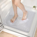 HITSLAM 21x21 Inch Square Shower Mat Non Slip, Anti Slip Bathtub Mat with Strong Suction Cups & Drainage Holes, Machine Washable Bathroom Floor Mat for Inside Shower Stall and Tub, Clear