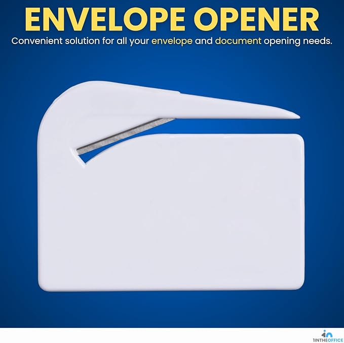 1InTheOffice Letter Opener, Envelope Opener Slitter Concealed Blade 2.5", White,6 Pack