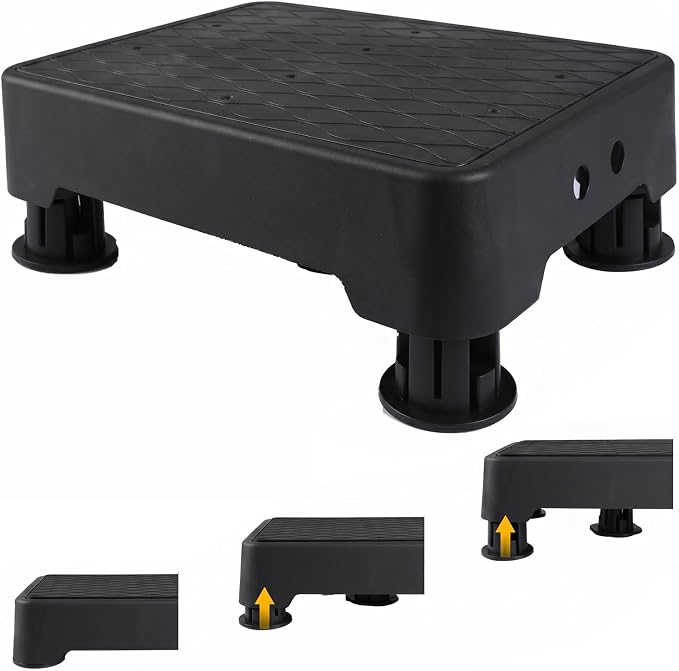 Adjustable Step Stool, 700 LBS Capacity Safety Bed Step for Seniors, Exercise Setp Platform, Portable Stair Assist for Elderly, Wide Step up for Kitchen, Car, Bedside & Shower, Black