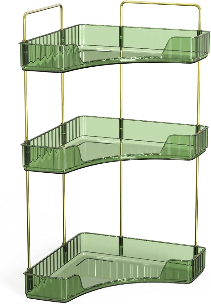 Webetop Corner Bathroom Counter Organizer, Bathroom Makeup Countertop Organizer, Corner Storage Organizers for Vanity, Bathroom，Dresser, Cosmetic, Kitchen Spice Rack Green
