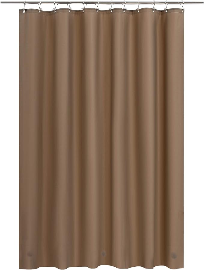 Barossa Design Brown Shower Curtain Liner - Premium PEVA, BPA & PVC Free, No Chemical Smell, Lightweight Standard Size Shower Curtain with 3 Magnets, Metal Grommets - Brown