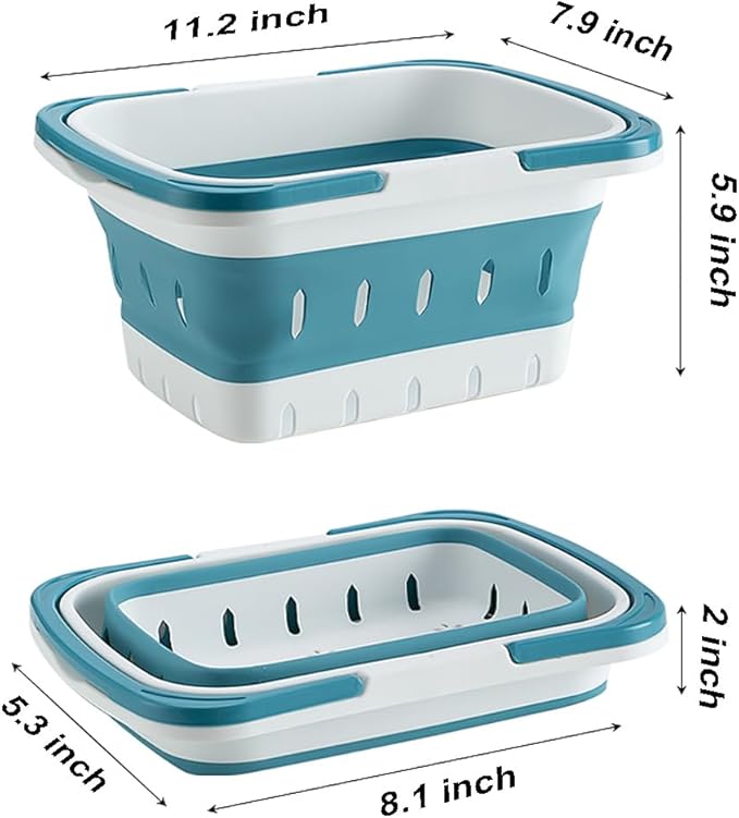 Foldable Plastic Shower Caddy Basket 2 Pcs, Portable and Durable Toiletries Caddy with Handles Ideal for Dorm, Bathroom, Cleaning, Kitchen, Camping, Waterproof, Easy to Clean (Grey 2 pack)