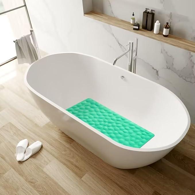 Non-Slip Bathtub Mat OTHWAY Soft Rubber Bathroom Bathmat with Strong Suction Cups (Fruit Green, 16x31.5 inch)