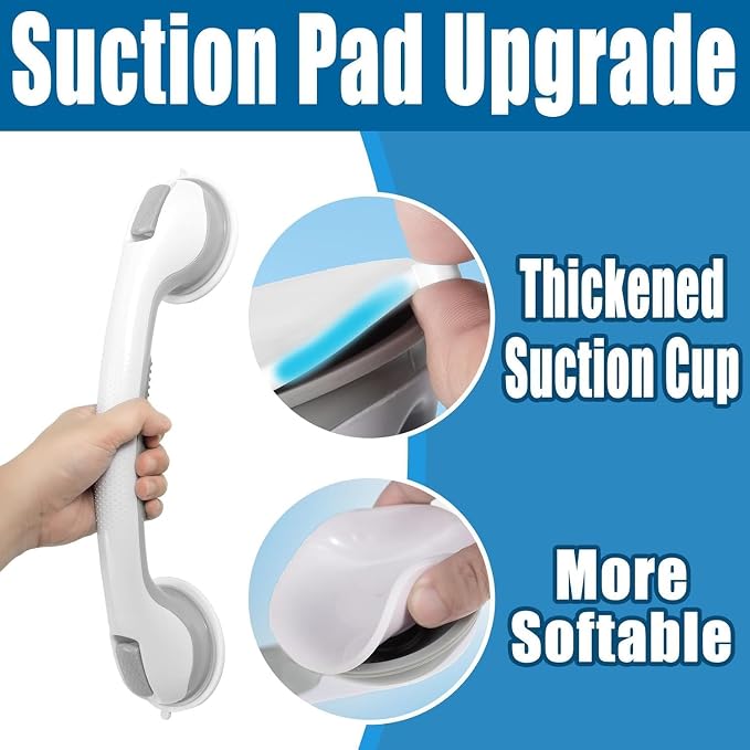 Grab Bars for Shower Handle Shower Grab Bars for Seniors Safety 2 Pcs 16.22 Inch Elderly Suction Cup Bathtubs and Showers Toilet Handles for Elderly Safety Walls Bathroom Tub Handles Hand Rail