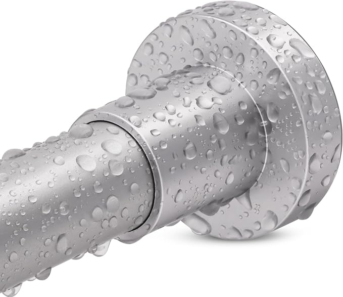 YNL Silver Shower Curtain Rod 32-80 Inch(2.7-6.6ft), Non Slip, Never Rust, No Drill Stainless Steel Spring Tension Shower Rod, Telescoping Curtain Rod for Bathroom Window Living Room