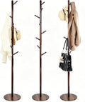 Wooden Coat Rack Freestanding, Corner Bag Purse Coat Hat Rack Tree Hanger Stand Holder Wood Modern Entryway Office Decor Furniture for Small Spaces Standing Heavy Duty Clothes Clothing Rack Hall Tree