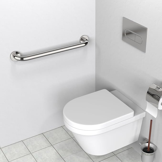 2 Pack 24 Inch Chrome Shower Grab Bar - 1.5" Diameter, ZUEXT Stainless Steel Bathroom Grab Bar Handle, Bathroom Balance Bar, Safety Hand Rail Support, Handicap Injury Elderly Senior Assist Bath Handle