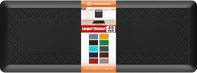 4/5 Inch Thicker Kitchen Mats for Floor Non-Slip Anti Fatigue Comfort Mat Waterproof Kitchen Rug for Sink, Office,Home Stain Resistant Standing Desk Rugs-17.3"x 47", Black