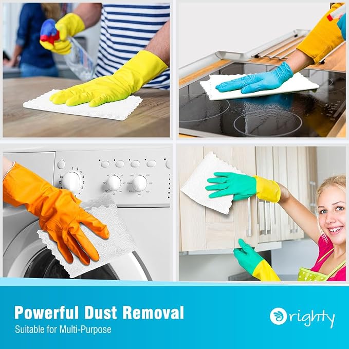 Orighty Microfiber Cleaning Cloth Bulk, Shop Towels Shop Rags 50 Pack, Reusable Microfiber Cleaning Rags for Cars, Multi-Purpose Lint Free Towels for Home & Kitchen, 12x12 Inch, White