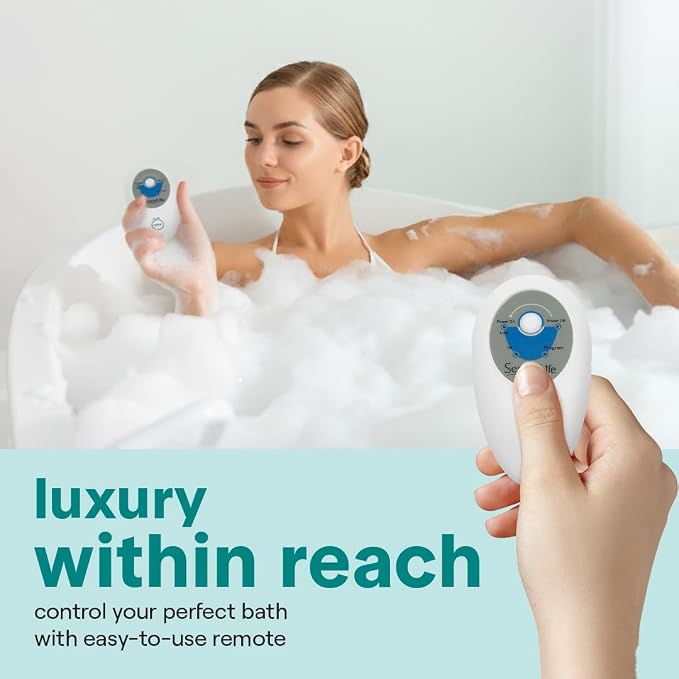 SereneLife Bubble Bath Mat for Bathtub | Motorized Air Pump Spa Bath Mat with Remote Control, Adjustable Bubbles, Non-Slip Base & Aroma Clip | Full Body Support 47" Waterproof Jacuzzi Mats for Bathtub