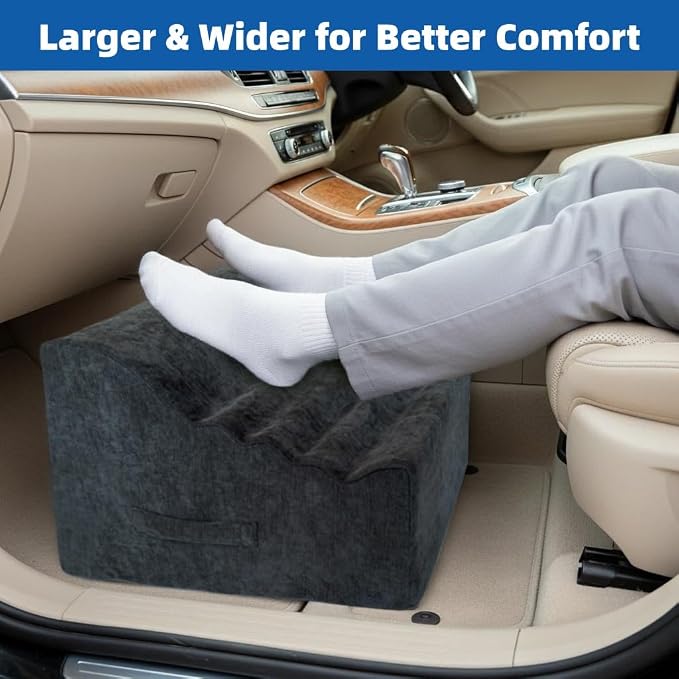Foot Rest Under Desk, Ergonomic Foot Stool, Comfortable Office Footrest with Curved Design, with Washable Cover for Home and Office, Relieves Leg Pressure (Dark Gray)