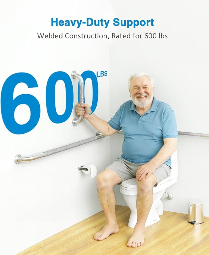 Grab Bar Bundle for ADA Compliance, Brushed Stainless Steel 1.5" Diameter 3-Piece Set (18", 36", 42") for Commercial Restrooms & Shower Safety Bars for Seniors with Knurled Grip