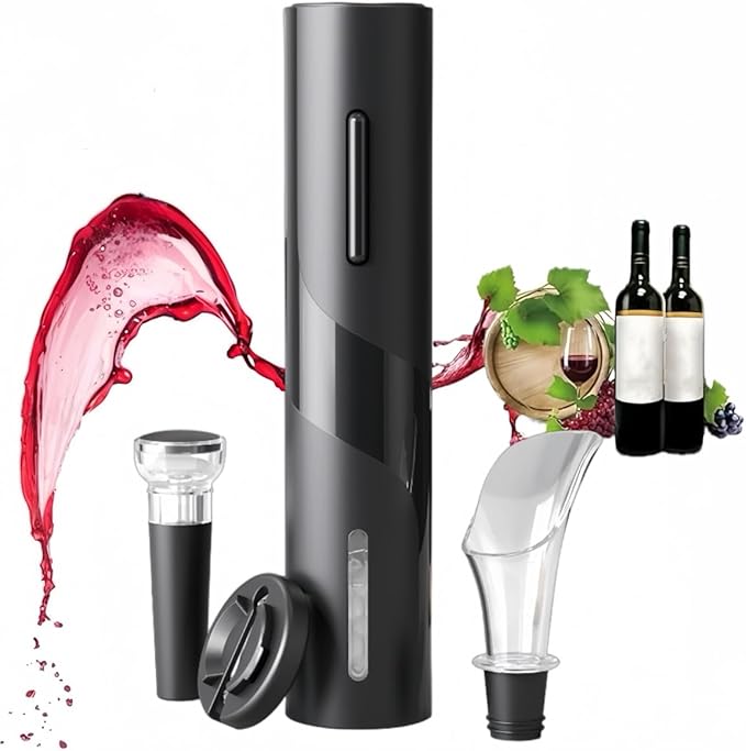 PEIPU Electric Wine Bottle Opener, Easy to Use, Perfect for Home, Restaurants & Travel, Wine Lovers & Host (Black)