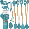 Umite Chef Kitchen Cooking Utensils Set, 33 pcs Non-stick Silicone Utensils Spatula Set with Holder, Silicone Kitchen Gadgets Utensil Set(Dark Blue)