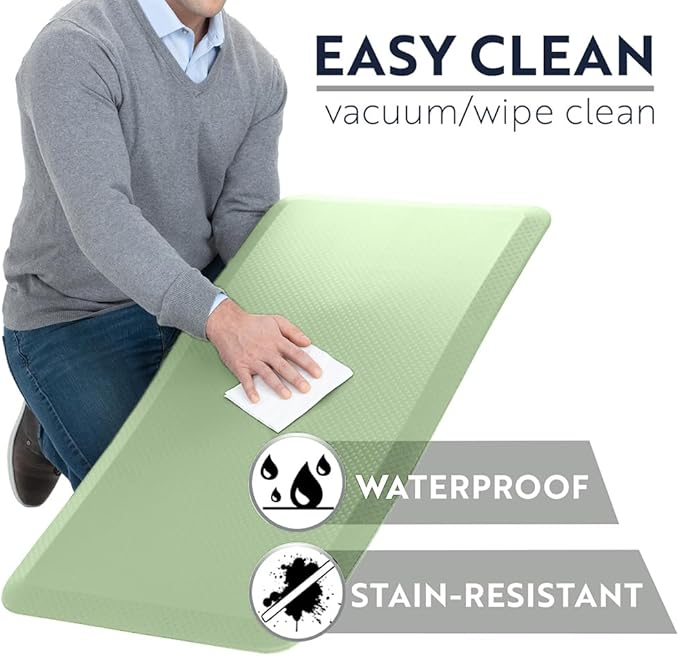 KANGAROO Anti Fatigue Mats for Kitchen Floor, Reduce Foot, Knee, Back Pressure, 3/4 Inch Thick Cushioned Ergonomic Mat, Waterproof Comfort Rug for Under Sinks, Standing Desk, Stores, 17x24, Sage Green