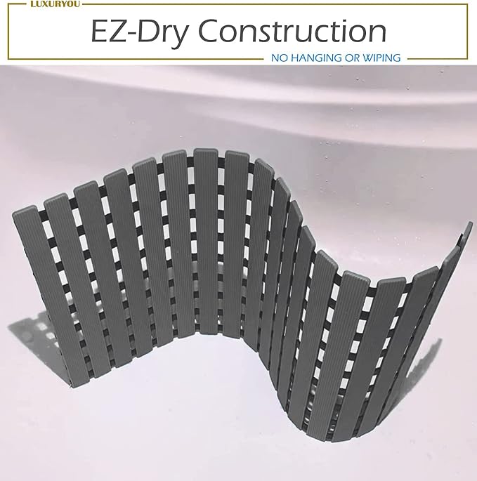 Non Slip Bathtub Mat | Double-Layered Shower Floor Mat with Suction Cups | EZ-Dry Construction | Non-Toxic, BPA, Latex, Phthalate, PVC Free (Mist)