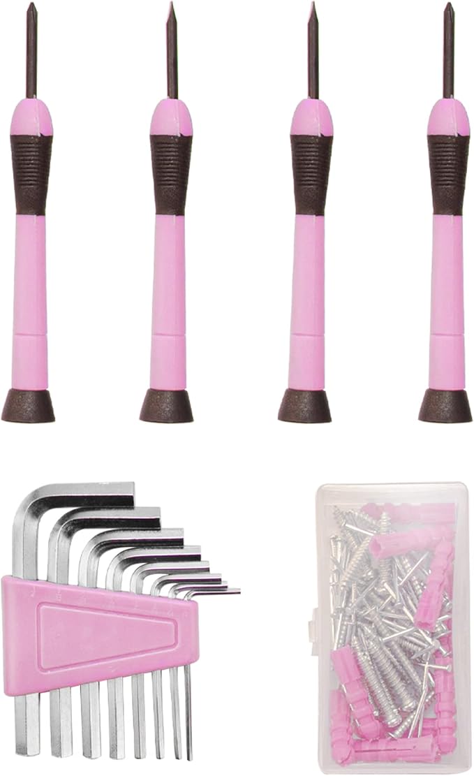 CARTMAN Home Tool Set Kit, Basic Household Hand Tools with Storage Case Light Pink