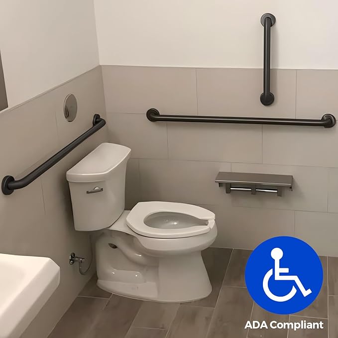 Stardrix Grab Bar Bundle for ADA Compliance, Matte Black Stainless Steel Grab Bar Set for Commercial and Residential Restrooms, 1.5" Diameter - 18", 36", 42" - Pack of 3