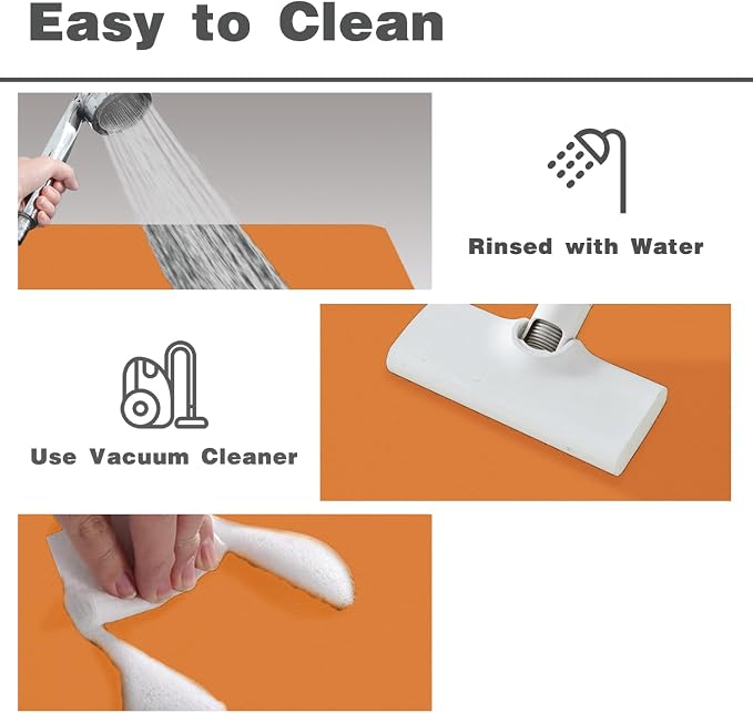 TYUU Bathroom Mat Quick Dry, Bathroom Rugs Non Slip Washable Thin Absorbent Bath Mat Fits Under Door Bathroom Floor Mat Perfect for Bath, Shower, or Sink 36"x48" Orange