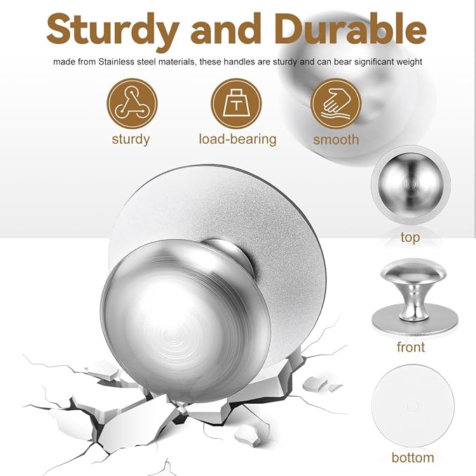 POPETPOP 2-Pack Stainless Steel Suction Handles, Drill-Free Installation, Rust-Proof Grip for Glass Shower Doors, Cabinets, Refrigerators
