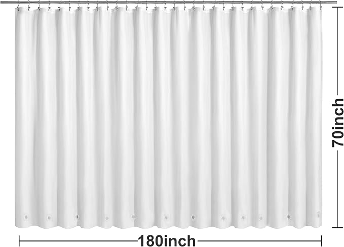 Barossa Design Clawfoot Tub Shower Curtain with 12 Magnets - 36 Metal Hooks Included, 180" W x 70" H Wrap Around, Waterproof PEVA Shower Liner for Bathroom, PVC Free, Metal Grommets - White, 180x70