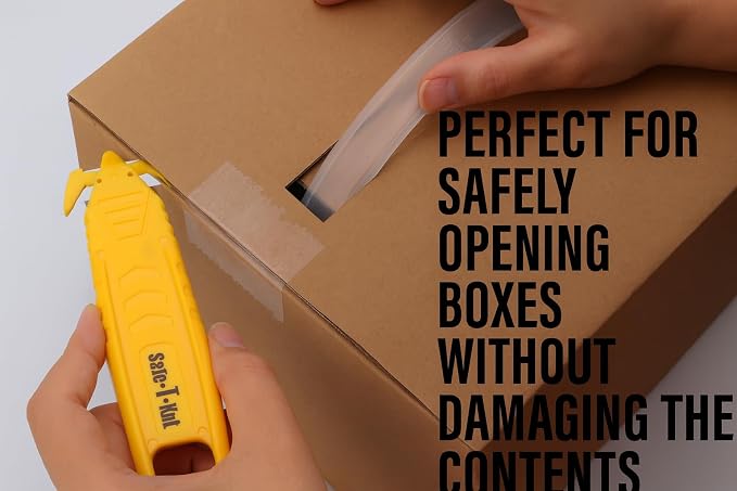 Safe•T•Kut Safety Box Cutter 20 Pack – Enclosed Blade Utility Knife for Opening Boxes, Packaging, Plastic Wrap, Tape & Zip Ties
