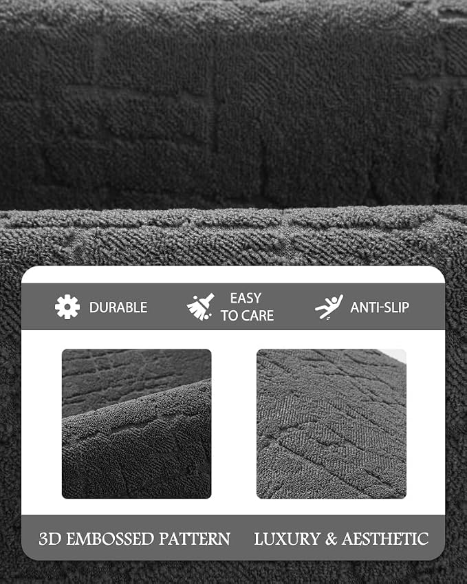 AMOAMI-Bath Mat-Absorbent Quick Dry Bathroom Floor Mats-Washable Rubber Backing Bath Mats for Bathroom Rugs Fit Under Door-Bath Rug for in Front of Sink Bathtub Shower Room, Dark Grey 20''x32''