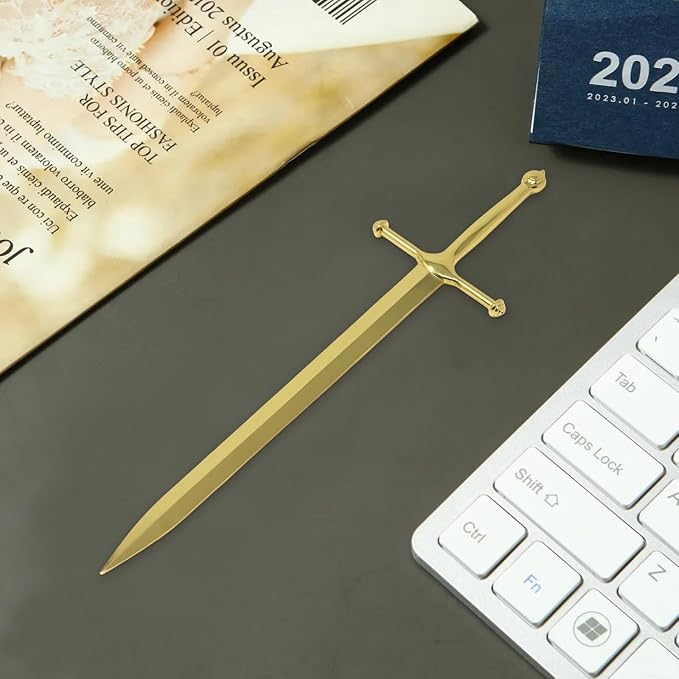 Honbay 1PCS Sword-Shaped Letter Opener Knife Letter Opening Tool Zinc Alloy Envelope Slitter Metal Envelope Opener Sword Envelope Open Tool Mail Opener for School Home Office Mail Supplies (Gold)