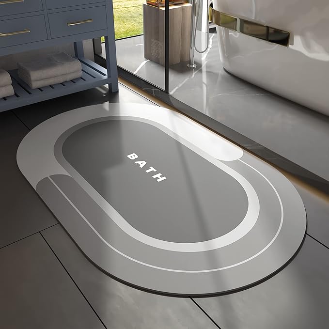MontVoo Bath Mat - Non Slip, Quick Dry, Stain Resistant Bath Mat Rug for Bathroom Floor - Easy Care Shower Rug for Outside Bathtub - 24"x35" Grey