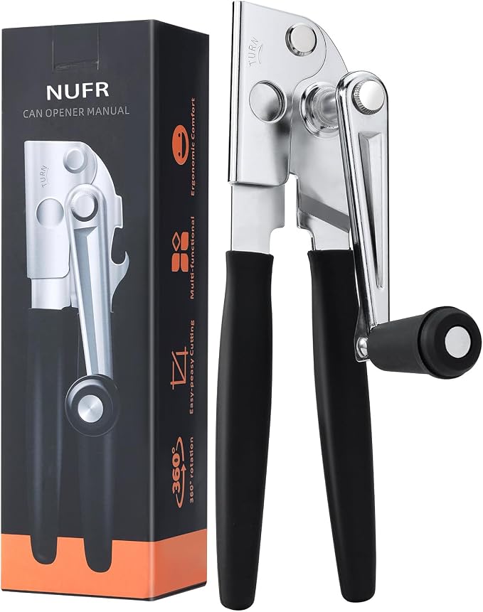 Heavy-Duty Commercial Manual Crank Can Openers,Rubber-Coated Long Handles | Easy to use, Ergonomic,Works Great on #10 Cans,for Restaurants,Home Kitchens,Seniors & Arthritis